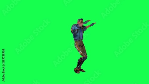 3D man dancing green screen  chroma key background cute male 
