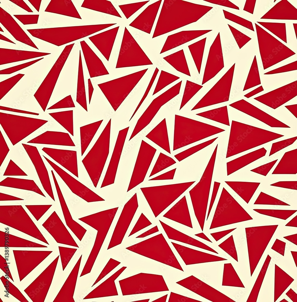 A red and white pattern of an abstract geometric design with sharp angles A red and white pattern of an abstract geometric design with sharp angles