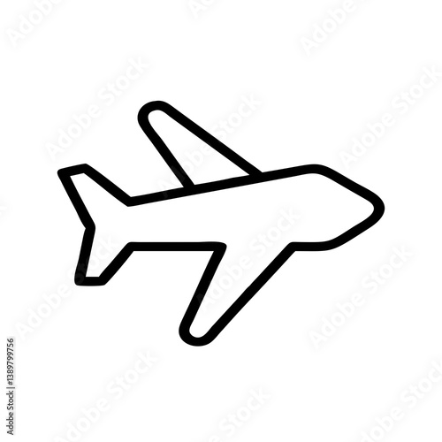 Airplane Icon Outline Design on White Background  