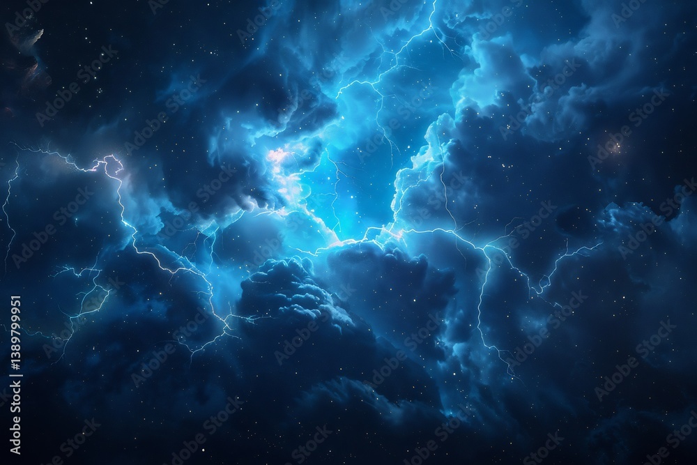 Electric storm clouds rolling across a deep space backdrop Electric storm clouds rolling across a deep space backdrop