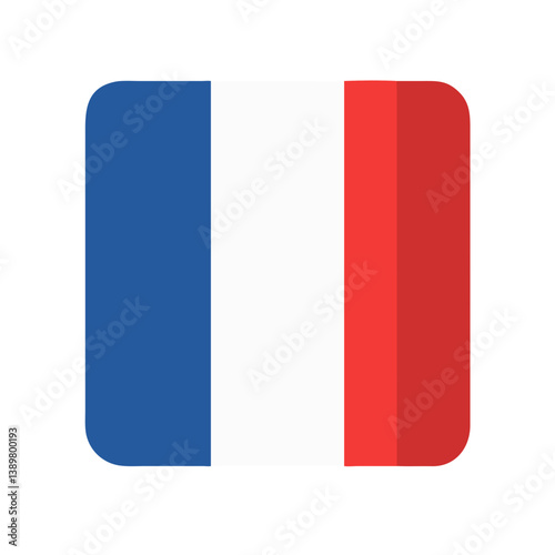 French Flag Icon on a Simplistic Background  