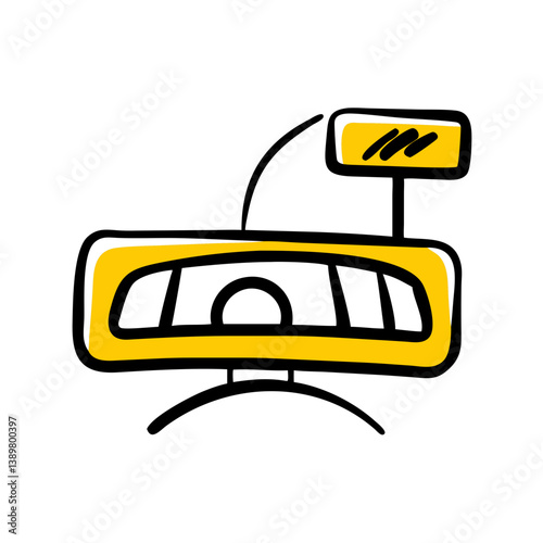Yellow Metro Station Sign in a Simple Graphic Style  