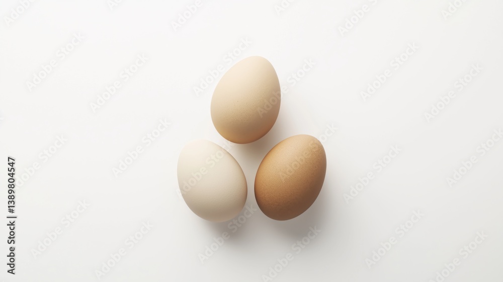 Minimalist Top View of Brown and White Eggs on Light Background Minimalist Top View of Brown and White Eggs on Light Background