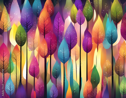 Abstract colorful sparkling pattern tree background