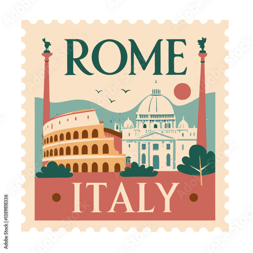 Rome Italy Postage Stamp Vector