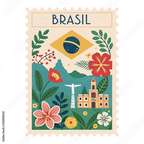Brazil Postage Stamp Vector