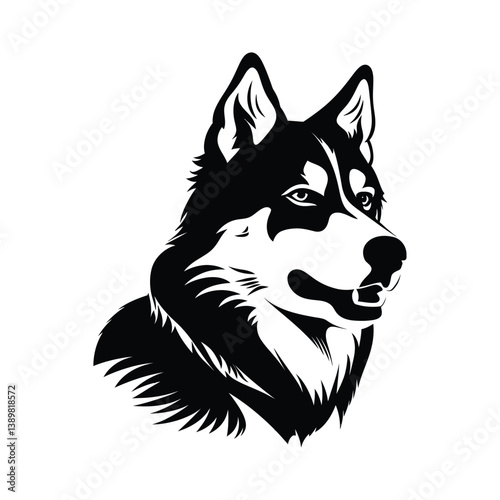 Siberian husky dog minimalist silhouette design vector art