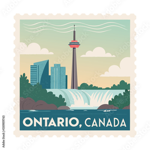 Ontario Canada Postage Stamp Vector