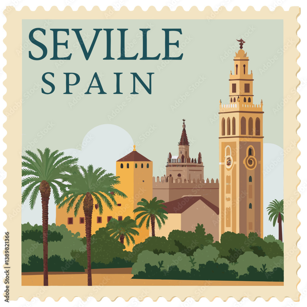 Obraz premium Seville Spain Postage Stamp