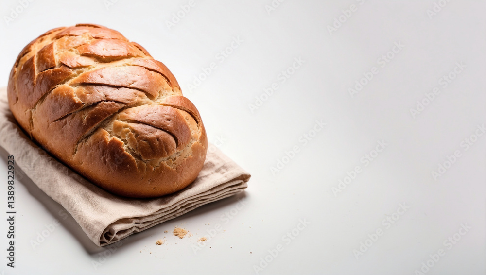 Warm Freshly Baked Loaf of Bread on a White Background for Culinary Delight