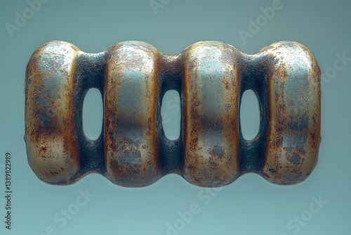 Vintage Brass Knuckle Duster Isolated on Minimalist White Background with Sharp Focus and High Contrast