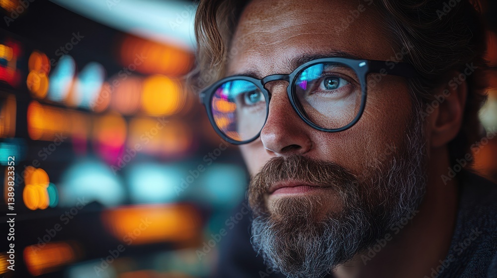 Focused business person computer screen Focused business person computer screen