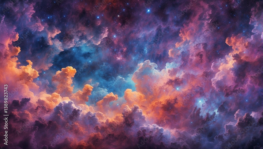 Stunning Galaxy Clouds with a Starry Sky and Purple Hues for a Cosmic View