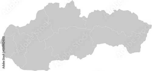 Slovakia administrative vector map with level 1 region boundaries – PPT-compatible & fully editable by region