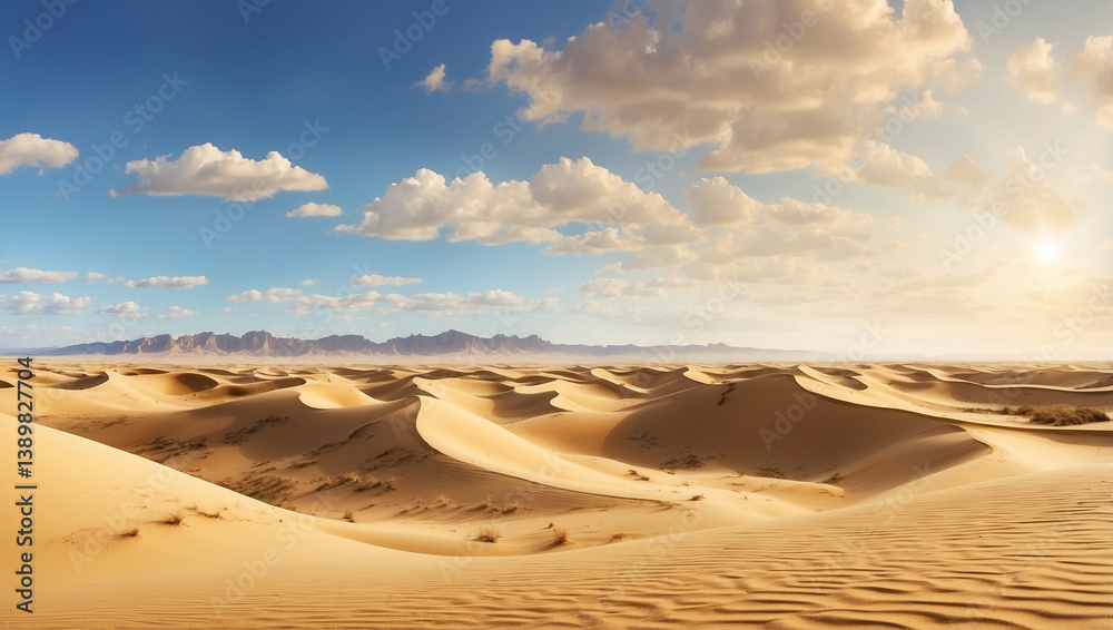 Stunning Golden Sand Dunes in a Desert Landscape Under the Sun
