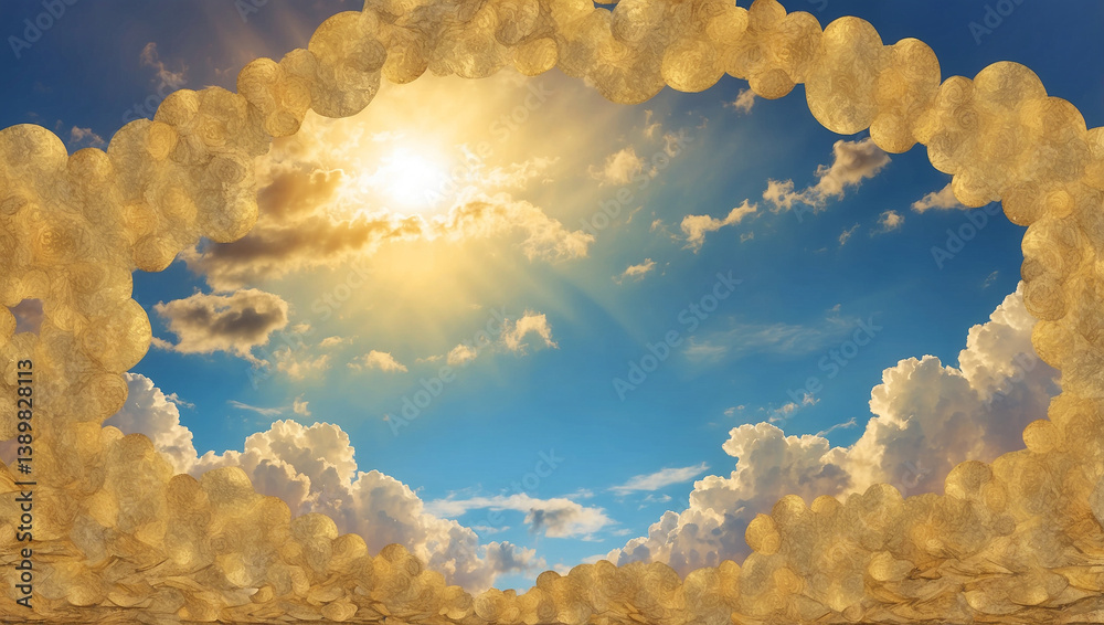 Radiant Golden Sun Framed by Clouds Creating a Stunning Sky View