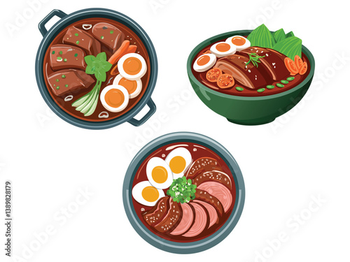 vector illustration of a Korean food Jeyuk Jangjorim