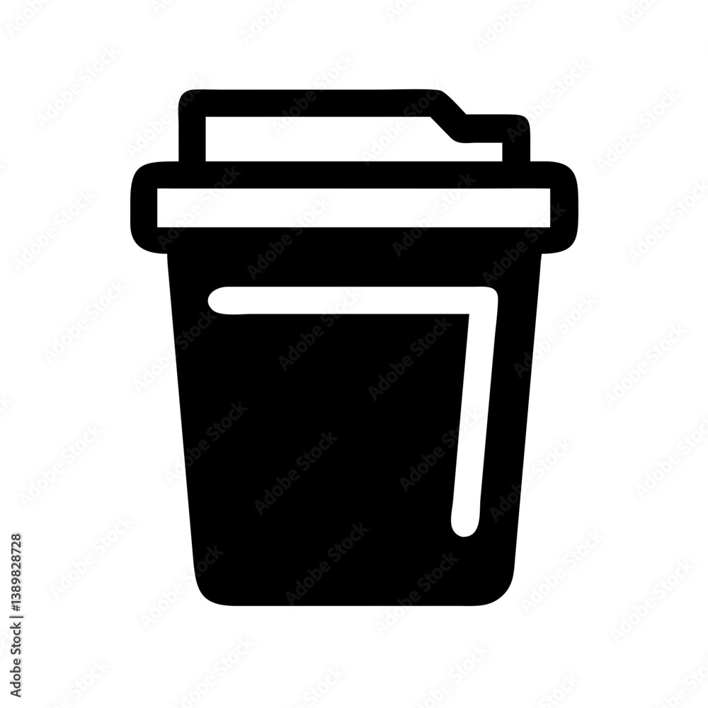 Protein shake cup icon in bold black silhouette Protein shake cup icon in bold black silhouette