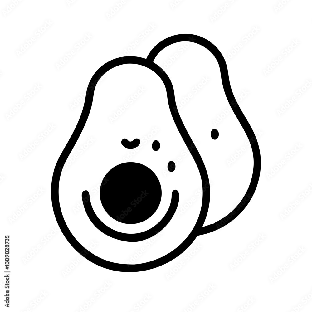 Avocado icon in black outline on transparent background Avocado icon in black outline on transparent background