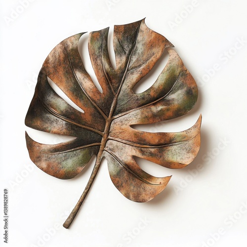 Monstera Leaves on White Background – Young, Aged, Dry, and Curled Botanical Variations