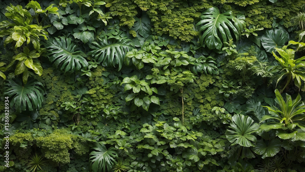 Stunning Green Garden Wall Featuring Tropical Plants for a Lush Environment