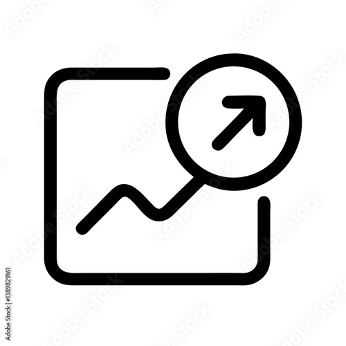 Predictive analytics icon with chart and arrow on dark background