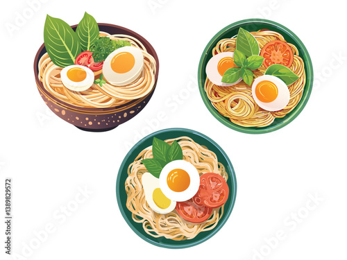 vector illustration of a Korean food Naengmyeon