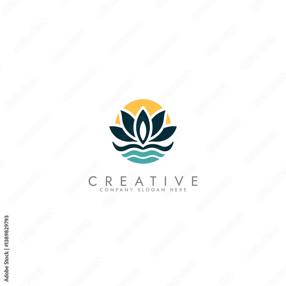 Abstract lotus logo vector design, Stylized lotus flower icon design Abstract lotus logo vector design, Stylized lotus flower icon design