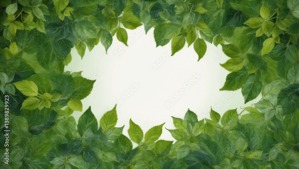 Beautiful Green Leaves Framing a Natural Scene for a Serene View