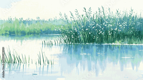 Flow and fen marsh isolated watercolor vector illustration svg