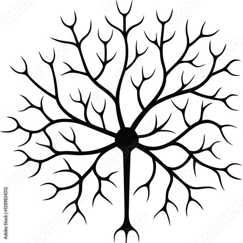 neural circuit branches silhouette vector illustration