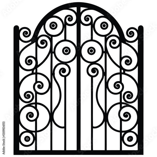 vintage iron gate silhouette vector illustration