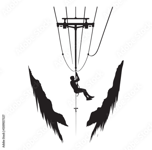 Minimal Zipline silhouette icon.