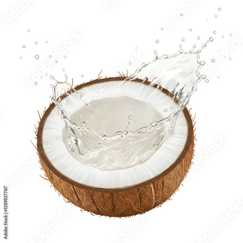 Fresh Coconut with Splash Effect