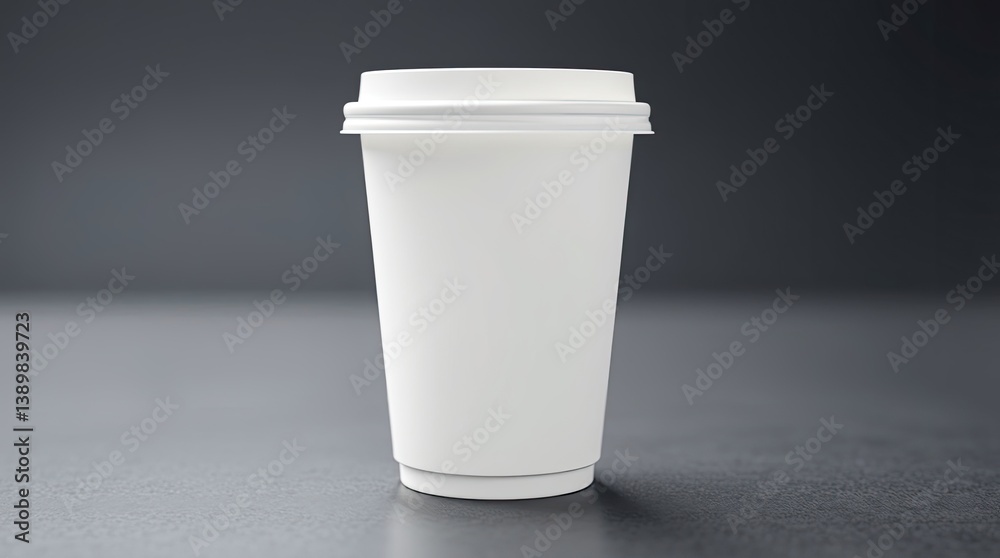An Isolated White Paper Coffee Cup With Its Lid On Display An Isolated White Paper Coffee Cup With Its Lid On Display