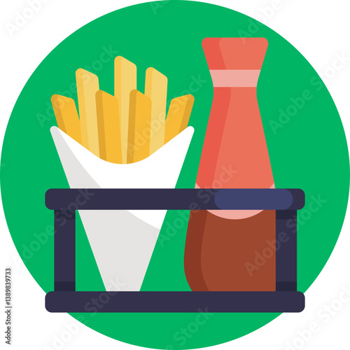 A container of crispy, golden French fries often served as a side dish.