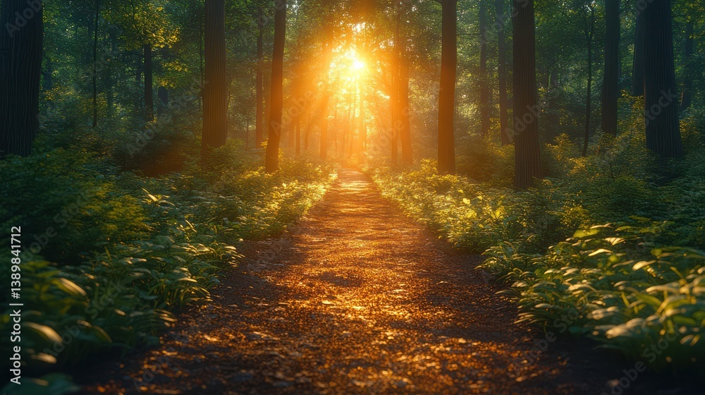 Obraz premium Golden forest path