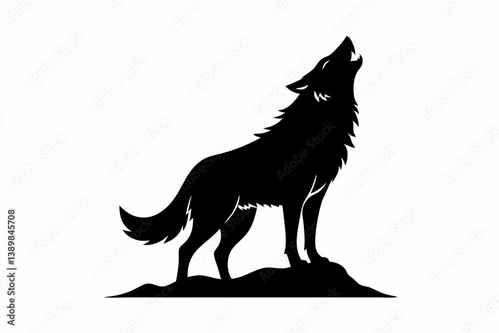 a wolf howling design silhouette vector illustration a wolf howling design silhouette vector illustration