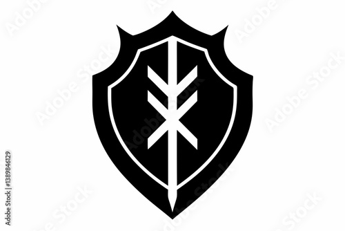 Obraz na plátně runic shield silhouette vector illustration