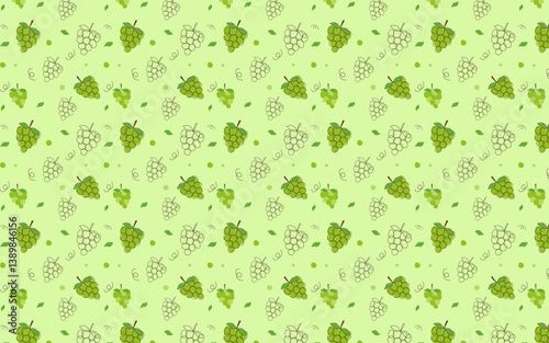 Fresh green grape pattern. Ideal for textiles, packaging, and digital backgrounds. Seamlessly repeating vector design