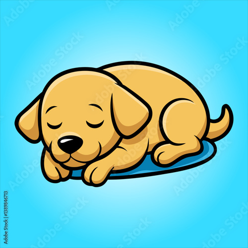 Cute Labrador Sleeping Cartoon