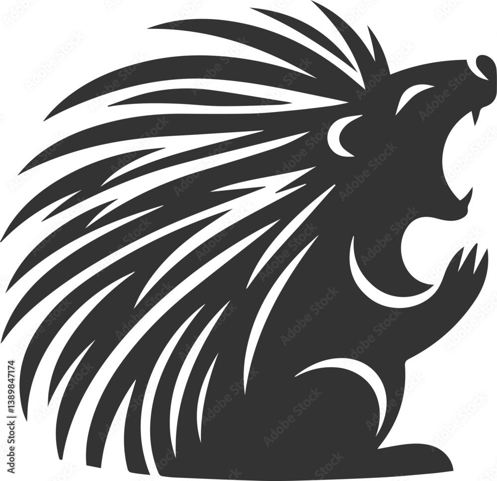 Obraz premium Porcupine silhouette animal vector