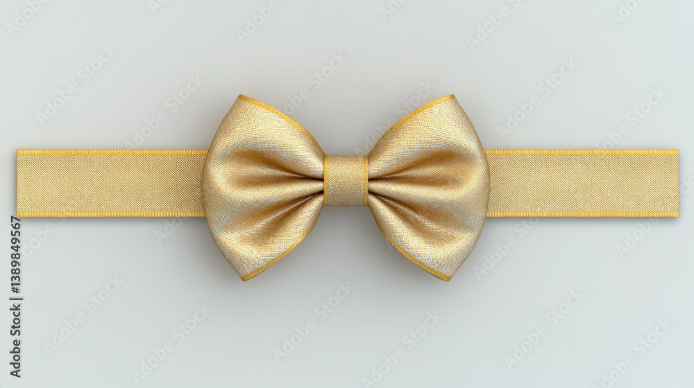 Fototapeta premium Elegant Golden Bow on Ribbon: A Festive and Sophisticated Design