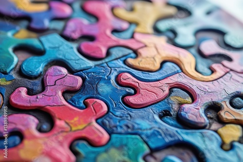 Colorful puzzle pieces assembled in a close-up view.