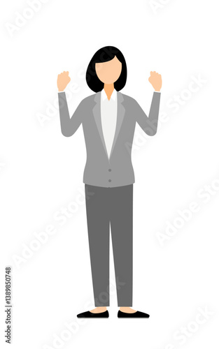 Simple illustration of businesswoman in business suit gut-punching