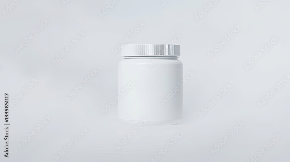 A white medicine container stands upright on a clear background A white medicine container stands upright on a clear background