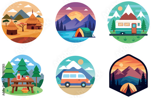 Camping Bundle. Hiking Boots Adventure Collection Stickers