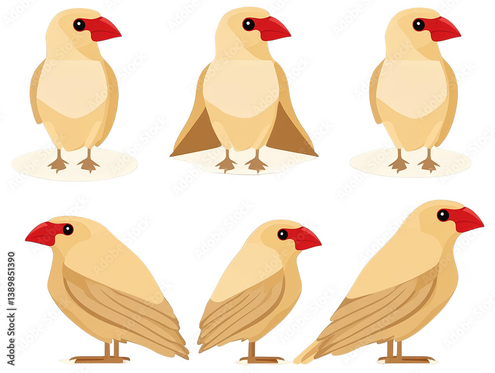 Fototapeta premium Illustration Of Isolated Birds With Transparent Background In Different Poses