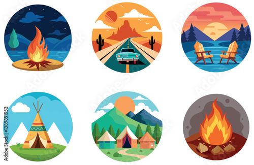 Camping Bundle. Travel Kit Adventure Collection Stickers