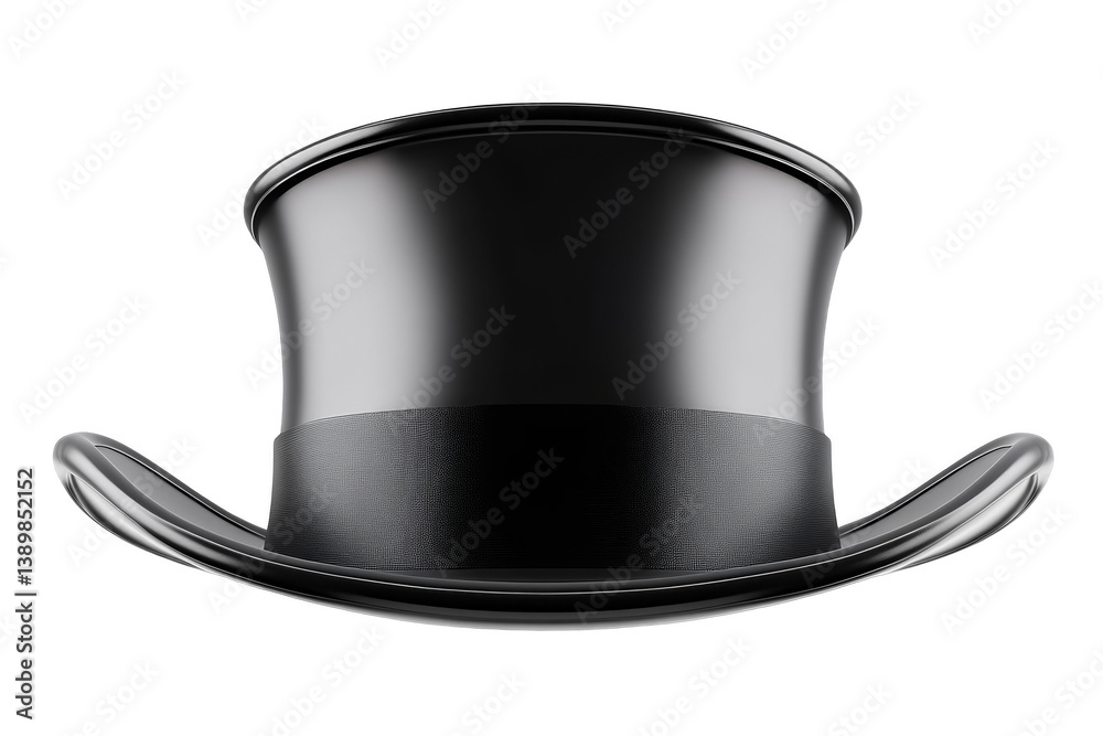 Elegant Black Top Hat Illustration Isolated on Transparent Background